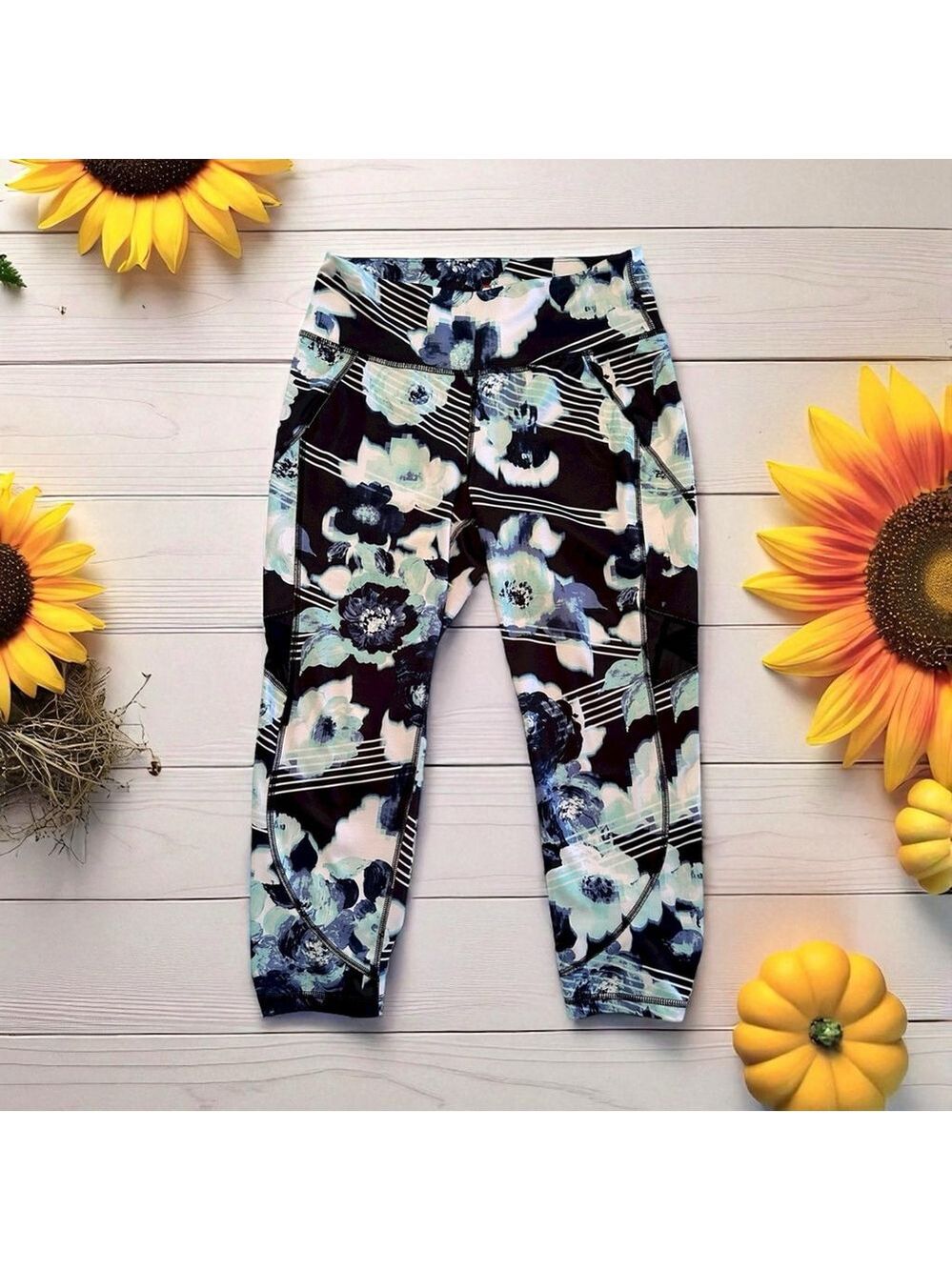 Fila Sport Leggings Activewear Pants Womens Medium Stretch Abstract Floral